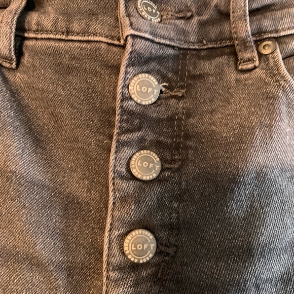 Loft Gray Button Fly High Rise Skinny Jeans - Picture 4 of 5